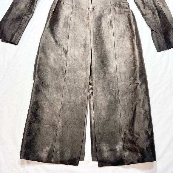 Juan Carlos Obando Hand Dyed Bronze Evening Coat Women 12 Wool Silk Trench - Picture 3 of 14